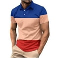 thumbnail image 1 of Enridrech Big and Tall for Mens Casual Tee with Button Collared Short Sleeve Tops for Men Comfort Color Block Tshirt, 1 of 5