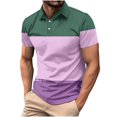 thumbnail image 1 of Enridrech Big and Tall for Mens Casual Tee with Button Collared Short Sleeve Tops for Men Comfort Color Block Tshirt, 1 of 5