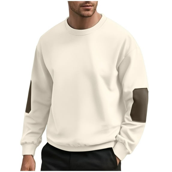 Enridrech Casual Comfort Sweatshirts for Mens Big and Tall Sweatshirt Long Sleeve Crew Neck Color Block Pullover Clothes