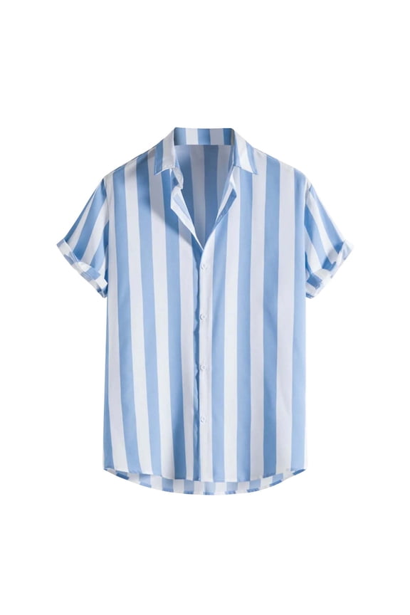 Casual Stylish Mens Shirt Short Sleeve Tops for Men Lightweight Button down Striped Shirts Summer Beach Clothes