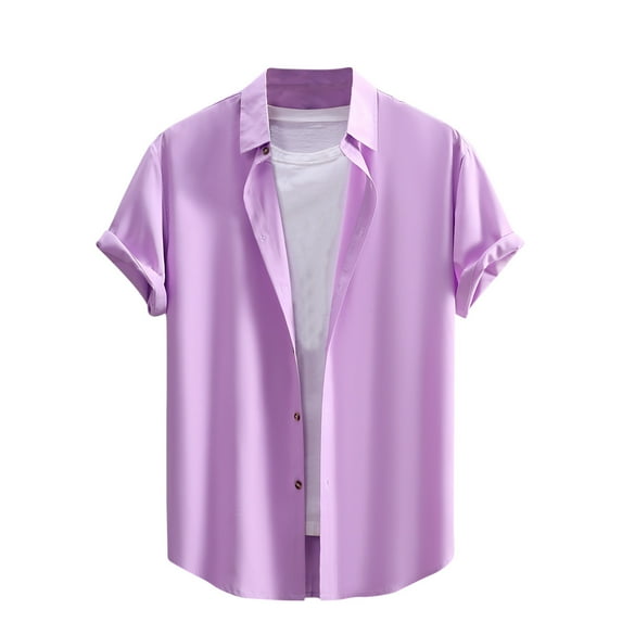Enridrech Casual Stylish Shirt for Men Solid Color Loose Button down Shirts Comfortable Business Office Work Top