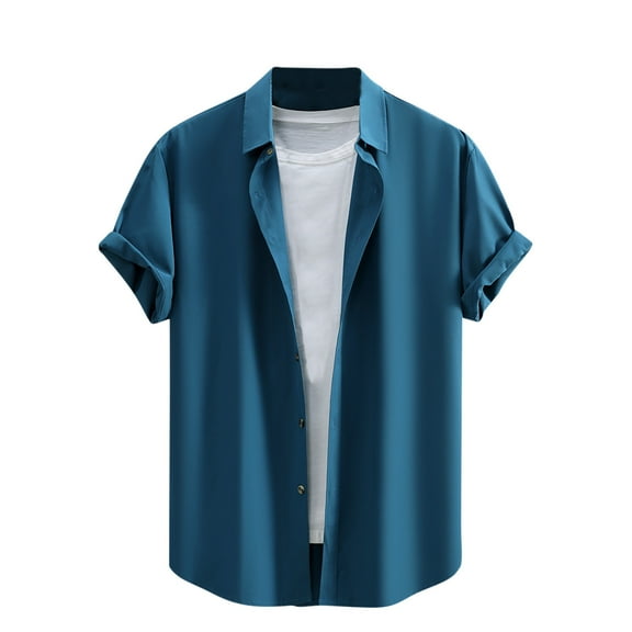 Enridrech Casual Stylish Shirt for Men Solid Color Loose Button down Shirts Comfortable Business Office Work Top