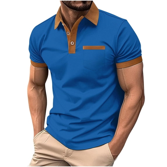 Enridrech Casual Stylish Tee for Men Fashion Solid Color Tees Shirt Comfort Breathable Collared Short Sleeve Tops