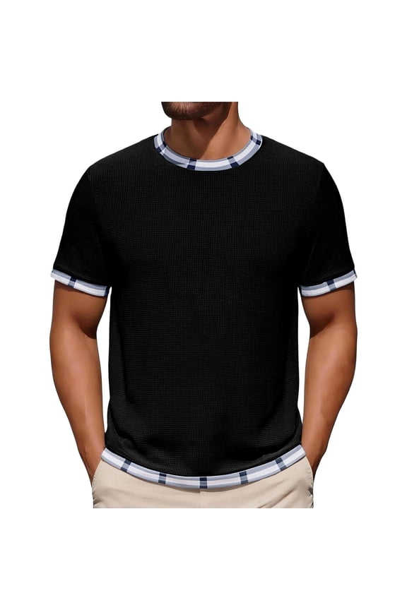 Casual T Shirts for Men Textured Loose Tee Shirt Fashion Plain Short Sleeve Crewneck Summer Basic Tops