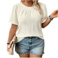thumbnail image 1 of Enridrech L-5XL Plus Size Shirts for Women Dressy Casual Tops Business Work Blouses Shirt Short Sleeve Crew Neck Outfits, 1 of 4
