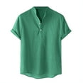 thumbnail image 1 of Enridrech Lightweight Thin Tee for Men Cotton Linen Breathable Plain Short Sleeve Top with Button Beach Vocation T Shirt, 1 of 6