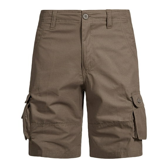 Enridrech M-4XL Big and Tall Shorts for Men Cotton 5 Inch Cargo Pant with Pockets Button Waist Solid Color Short Pants
