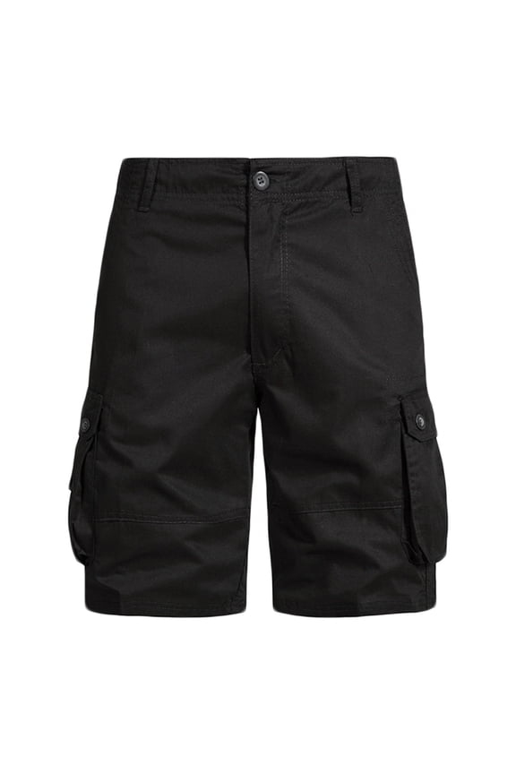 M-4XL Big and Tall Shorts for Men Cotton 5 Inch Cargo Pant with Pockets Button Waist Solid Color Short Pants