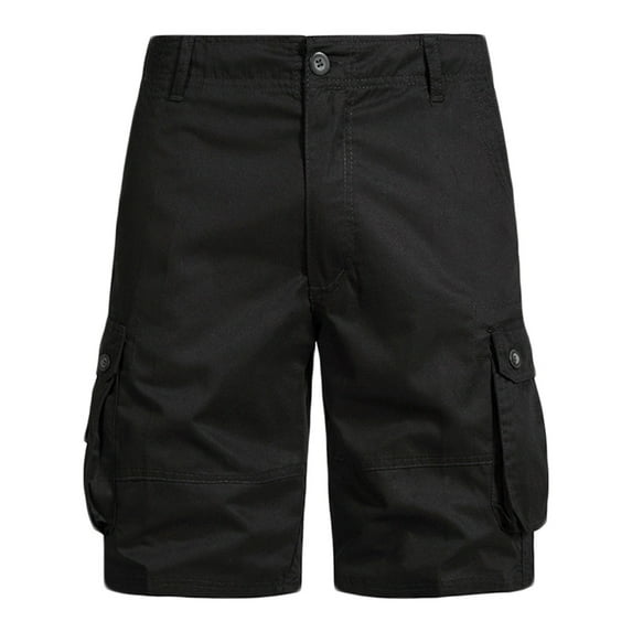 Enridrech M-4XL Big and Tall Shorts for Men Cotton 5 Inch Cargo Pant with Pockets Button Waist Solid Color Short Pants