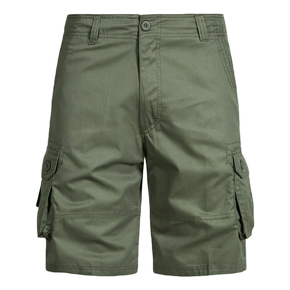 Enridrech M-4XL Big and Tall Shorts for Men Cotton 5 Inch Cargo Pant with Pockets Button Waist Solid Color Short Pants