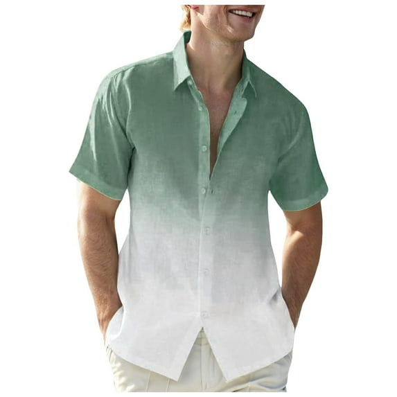 Enridrech M-4XL Mens Casual Shirt Button down Color Block Shirts for Men Summer Beach Vacation Short Sleeve Top