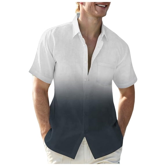Enridrech M-4XL Mens Casual Shirt Button down Color Block Shirts for Men Summer Beach Vacation Short Sleeve Top