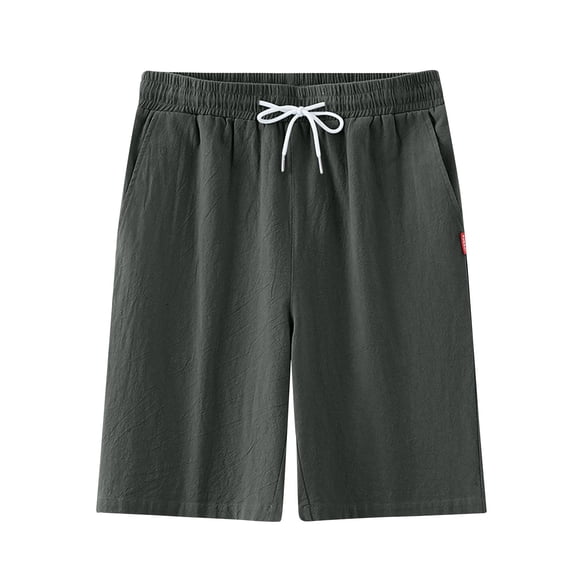 Enridrech M-5XL Summer Shorts for Men Comfort Solid Color Drawstring Elastic Waist Workout Short Pants with Zipper Pockets