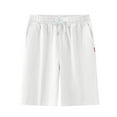 thumbnail image 1 of Enridrech M-5XL Summer Shorts for Men Comfort Solid Color Drawstring Elastic Waist Workout Short Pants with Zipper Pockets, 1 of 6