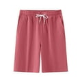 thumbnail image 1 of Enridrech M-5XL Summer Shorts for Men Comfort Solid Color Drawstring Elastic Waist Workout Short Pants with Zipper Pockets, 1 of 6