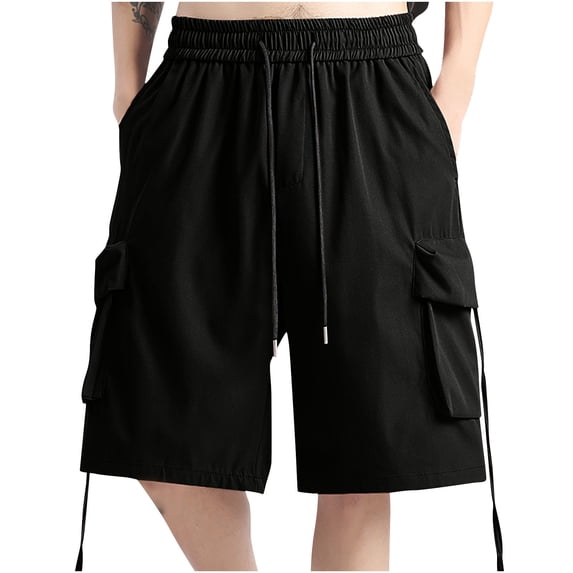 Enridrech Men's Baggy Shorts M-5XL with Pockets Comfort Drawstring Elastic Waist Summer Jogger Hiking Short Pants