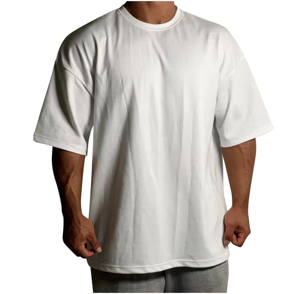 Enridrech Men's Baggy Tee Summer Short Sleeve Tees Top for Men Casual Fashion Solid Color Crew Neck T Shirts Tops
