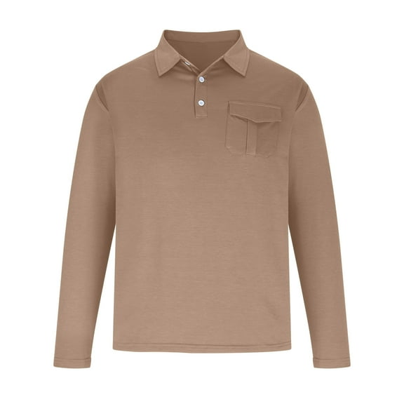 Enridrech Men's Casual Stylish Shirt Plain Shirts Top with Pockets Collared Button Work Long Sleeve Tops for Men