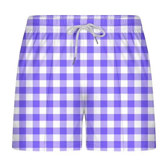 Enridrech Men's Casual Stylish Shorts Plaid Pants with Pockets Lightweight Elastic Drawstring Waist Short Pant