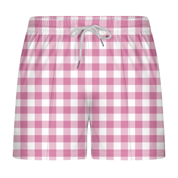 Enridrech Men's Casual Stylish Shorts Plaid Pants with Pockets Lightweight Elastic Drawstring Waist Short Pant