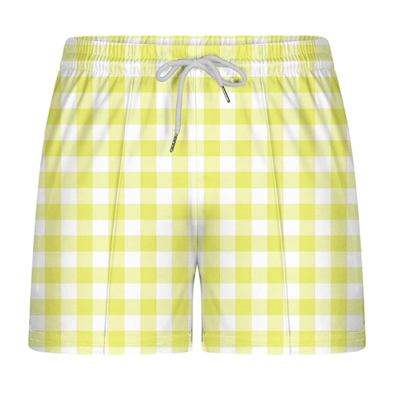Enridrech Men's Casual Stylish Shorts Plaid Pants with Pockets Lightweight Elastic Drawstring Waist Short Pant