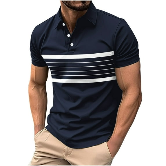 Enridrech Men's Casual Tee Shirts Comfortable Short Sleeve Tees Tops for Men Casual Fashion Color Block Striped Shirt