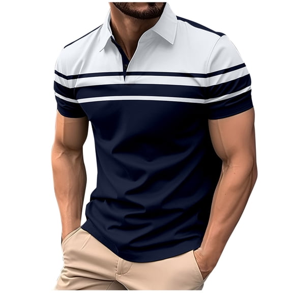 Enridrech Men's Collared Shirts Casual Stylish Short Sleeve Tops for Men Comfortable Stretch Color Block Shirt