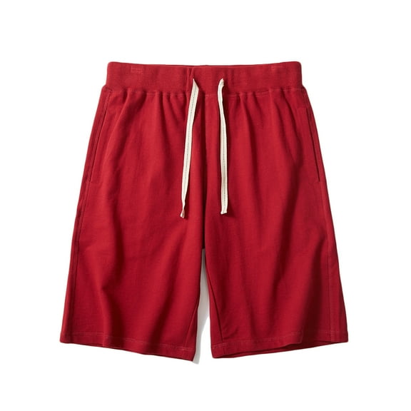 Enridrech Men's Soft Cotton Shorts with Pockets Drawstring Elastic Waist Casual Stylish Breathable Solid Color Short Pant