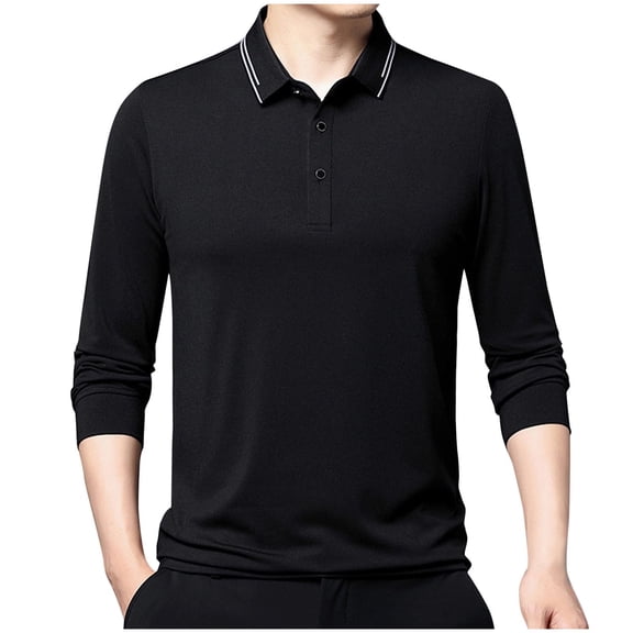 Enridrech Men's Tee Shirts Comfort Basic T Shirt Casual Stylish Collared Pullover Long Sleeve Top with Button