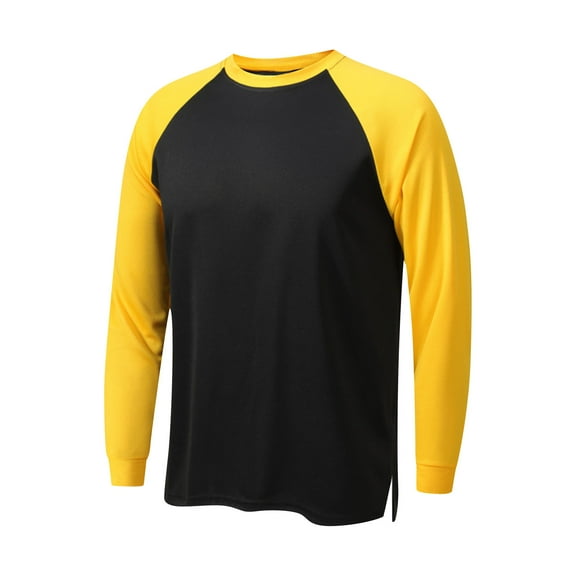 Enridrech Men's Thin Tee Breathable Long Sleeve Tees Shirts for Men Casual Color Block T Shirt Comfort Crew Neck Top