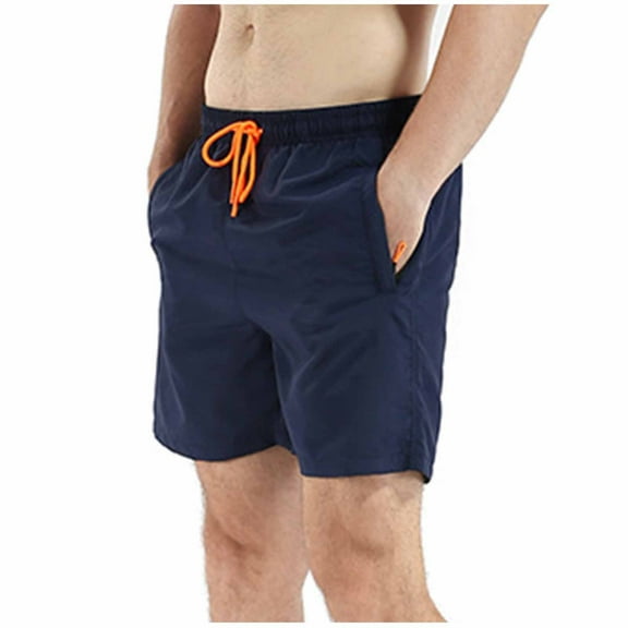 Enridrech Men's Trunks Summer Quick Dry Short Pant Drawstring Elastic Waist Comfort Beach Shorts with Zipper Pockets