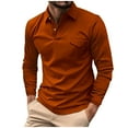 thumbnail image 1 of Enridrech Mens Collared Tee Shirt with Pockets Solid Color Button Casual Stylish Pullover Long Sleeve Top for Men, 1 of 6
