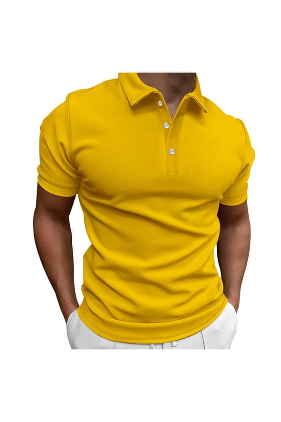 Mens Collared Tee with Button Short Sleeve Tees Top for Men Comfortable Breathable Casual Work Tshirt