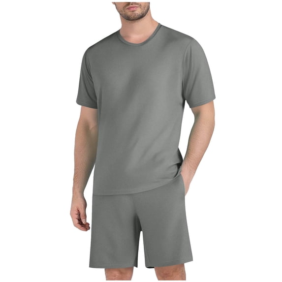 Enridrech Mens Short 2 Piece Sets Short Sleeve T Shirts and Shorts with Pockets Beach Vacation Lightweight Summer Set