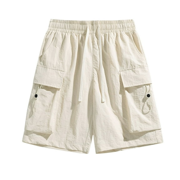 Enridrech Mens Shorts 5 Inch Cargo Short Pants with Pockets Stretch Hiking Elastic Drawstring Waist Pant for Men