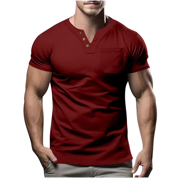 Enridrech Mens V Neck Tee with Pockets Short Sleeve Tees Top for Men Casual Comfortable Summer Solid Color Tshirt