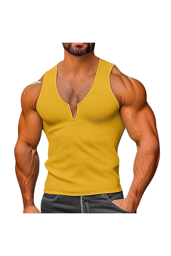 Muscle Tank Top for Men V Neck Sleeveless Summer Casual Plain Shirt Lightweight Breathable Gym Outfit