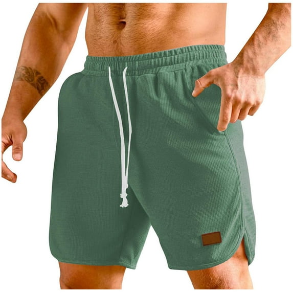 Enridrech S-3XL Casual Stylish Shorts Comfortable Losse Textured Solid Color Trunks with Drawstring Elastic Waist