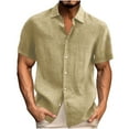 thumbnail image 1 of Enridrech S-5XL Men Casual Shirt Summer Short Sleeve Top for Men Comfort Cotton Linen Breathable Button down Shirts, 1 of 4