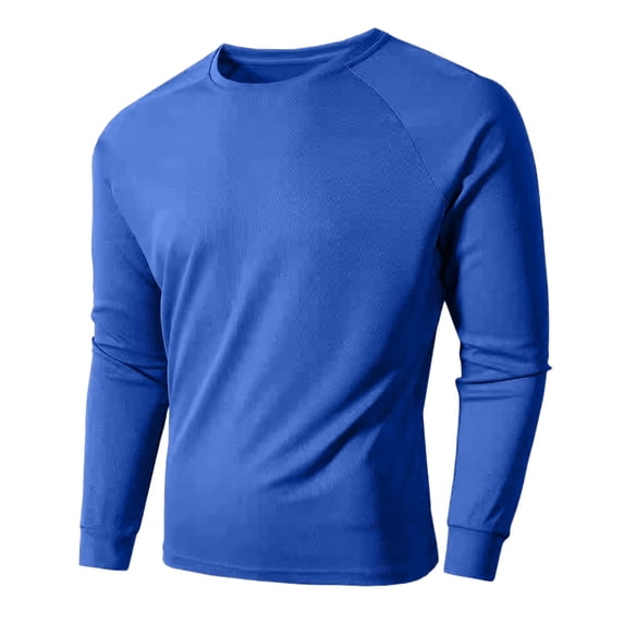 Enridrech Shirts for Men Quick Dry Breathable Solid Color Long Sleeve Tee Crew Neck Loose T Shirt Athletic Gym Top