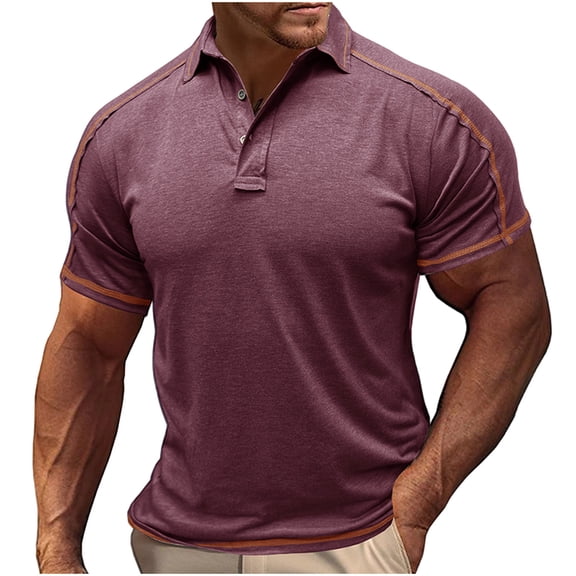Enridrech Short Sleeve Shirt for Men Vintage Stylish Collared T Shirts with Button Casual Fashion Plain Clothes