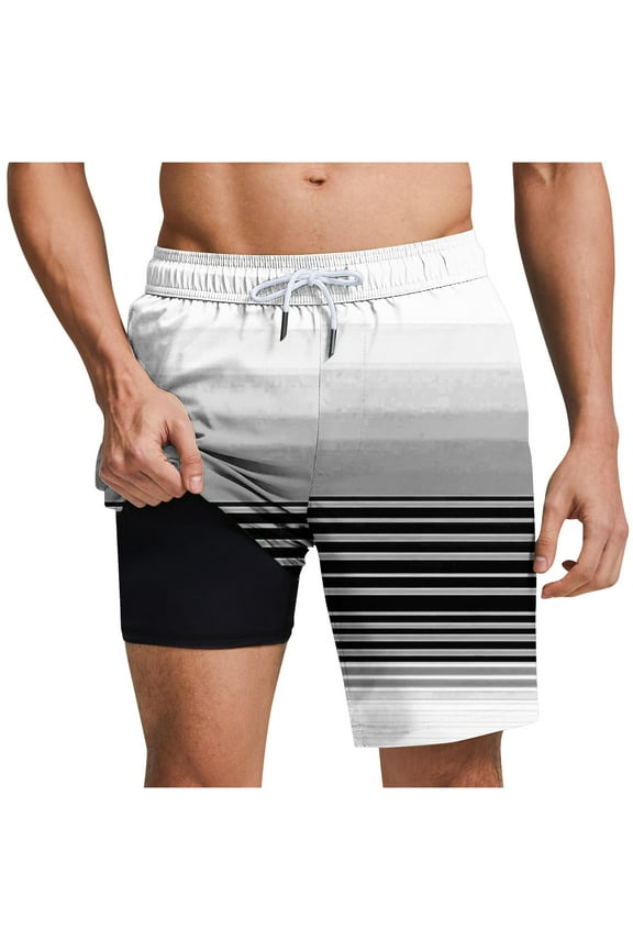 Striped Swim Trunks Comfort Swimwear Bathing Suits for Men Fashion Striped Shorts with Breathable Liner