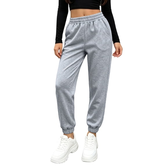 Enridrech Sweatpants for Girls Elastic Waisted Joggers Fall Winter Casual Soft Slim Leg Jogger with Pockets