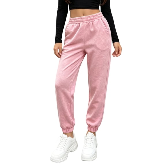 Enridrech Sweatpants for Girls Elastic Waisted Joggers Fall Winter Casual Soft Slim Leg Jogger with Pockets