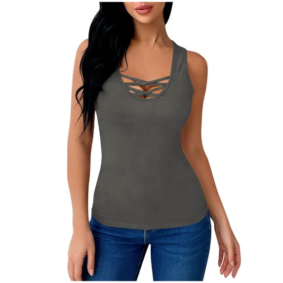 Enridrech Women Sleeveless Tank Summer Athletic Yoga Workout Plain Loose Tunic Tops for Women Casual Stylish Shirt Top