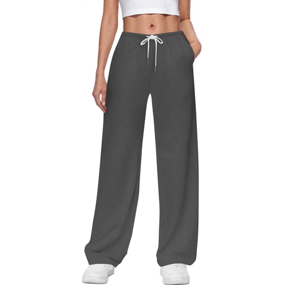 Enridrech Women Wide Leg Sweatpants High Waist Loose Casual Pants Drawstring Lounge Pants with Pockets