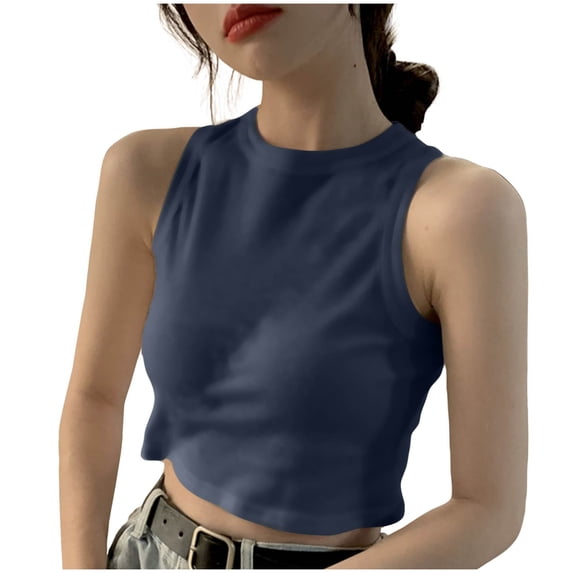 Enridrech Women's High Neck Tank Tops Sleeveless Crop Casual Stylish Shirts for Women Summer Fashion Going out Top