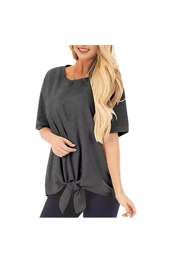 Women's Loose T Shirts Crew Neck Short Sleeve Shirts Summer Blouse Tunic Tops for Women Casual Loose Work Clothes