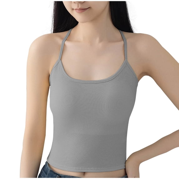 Enridrech Women's Spaghetti Strap Tank Top Summer Comfort Sleeveless Solid Color Crop Basic Tanks Tops for Women
