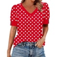 thumbnail image 1 of Enridrech Women's Summer Blouse Casual Loose Crew Neck Cute T Shirt Top for Women Puff Short Sleeve Shirts Tops, 1 of 5